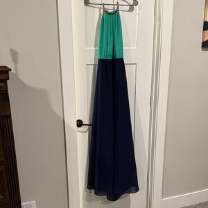 Gibson Latimer Teal and Navy Maxi Dress